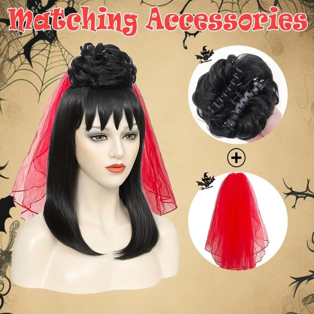 Black Wig for Bride Halloween